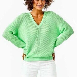 Lilly Pulitzer Wool Blend Kasmina V-Neck Sweater Patina (mint) Green Size Small